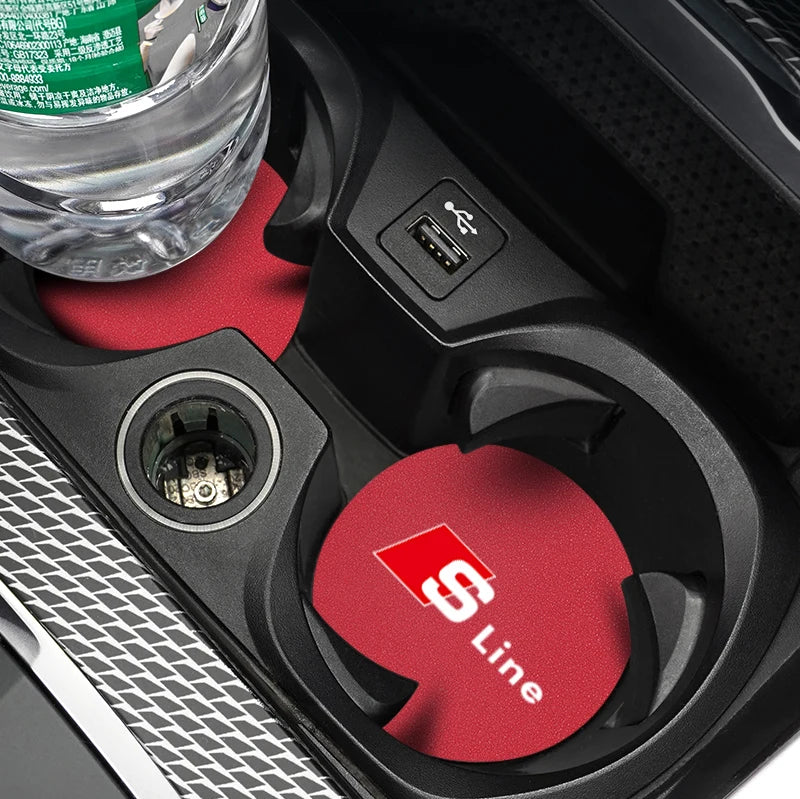 2Pcs Suede Car Water Cup Bottle Holder Anti-slip Mat Pad For Audi Sline A3 A4 A5 A6 A7 A1 A2 A8 Q1 Q2 Q3 Q4 Q5 Q6 Q7 Q8 TT RS3