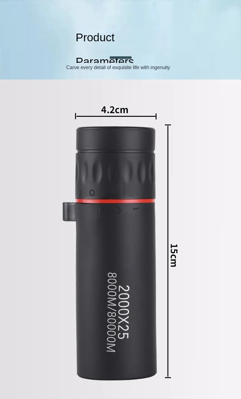 2000x25 HD Monocular Telescope Mini Portable Mobile Phone Telescope with Holder Outdoor Camping Hunting Birdwatching Telescopes