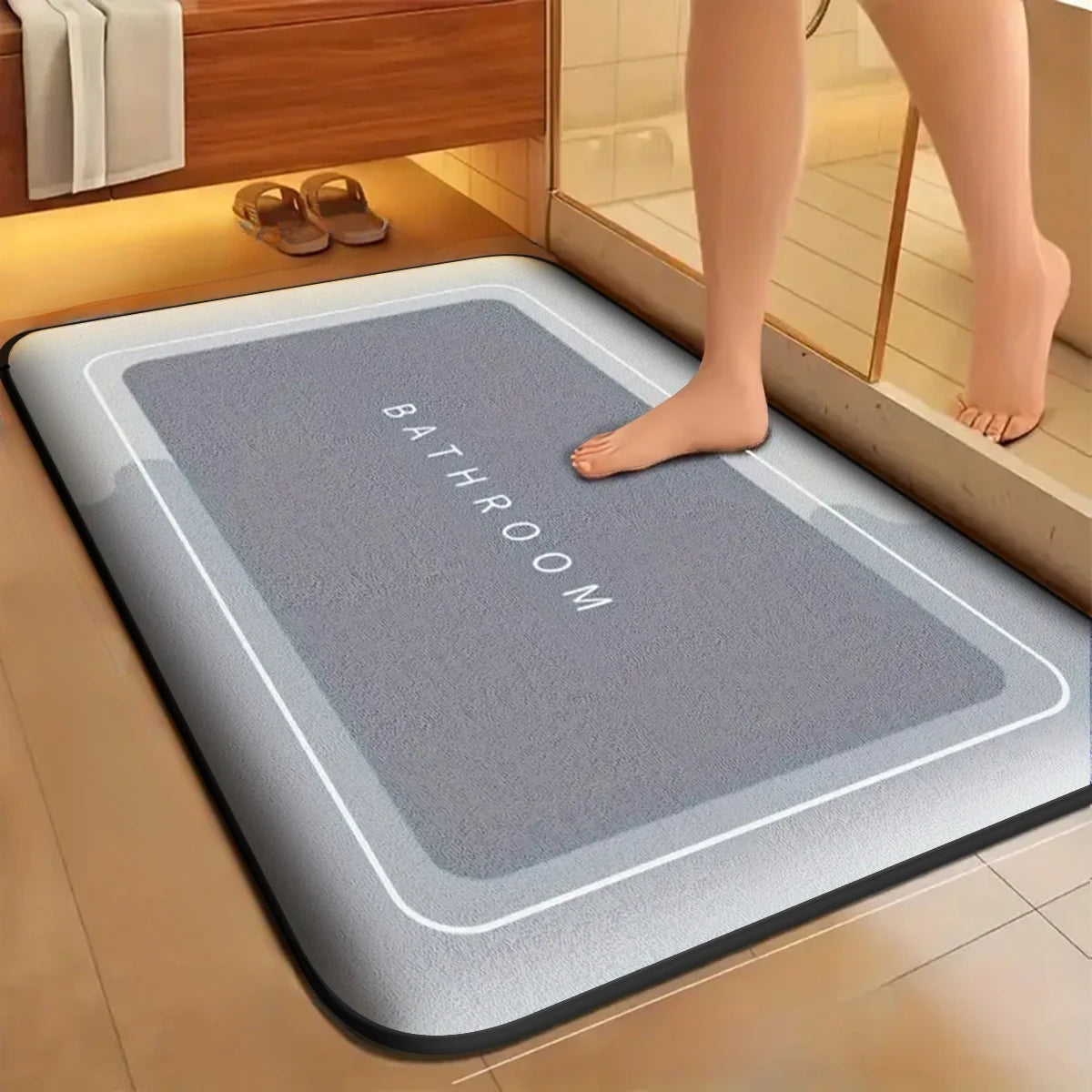 Tapis absorbant de salle de bain en flanelle simple, tapis de porte anti-salissure, tapis de cuisine domestique, tapis de pied à séchage rapide pour salle de bain, tapis d'entrée antidérapant