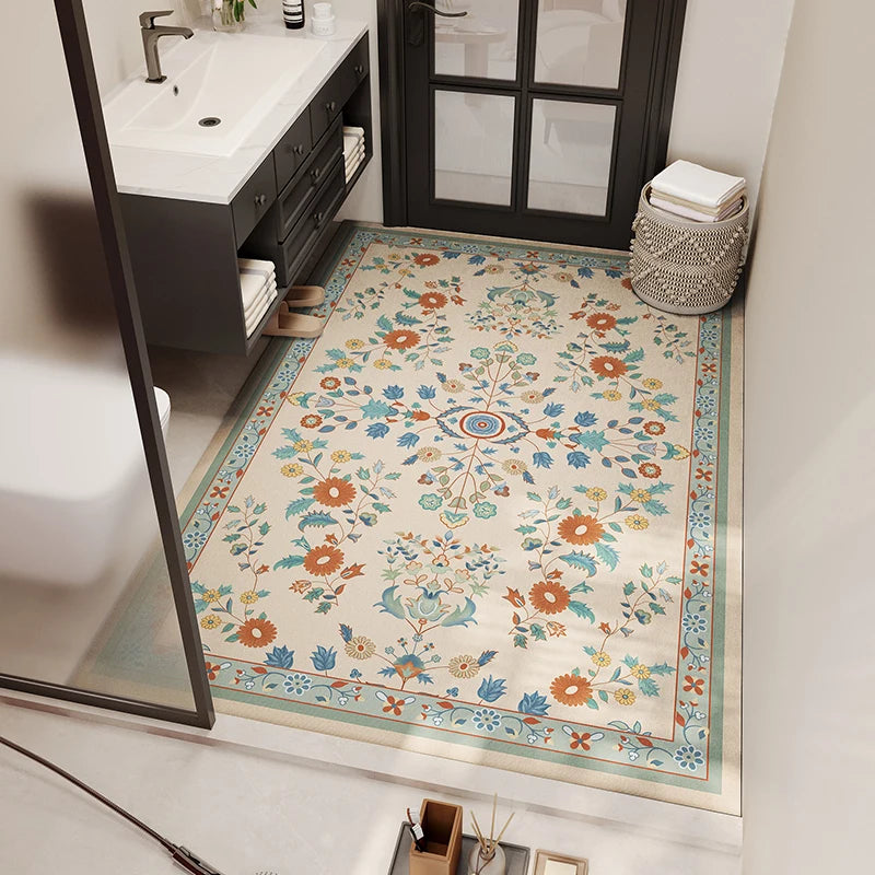 VIKAMA Bohemian Ethnic Style Bath Mat Diatomite Water Absorption Anti-Slip Wash Basin Mat Bathroom Toilet Carpet Home Decor