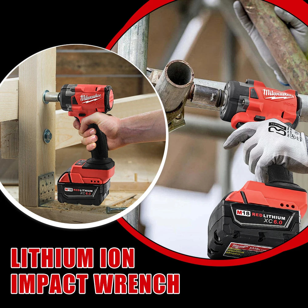 Milwaukee 400N Brushless Cordless 1/2 Electric Wrench Car Truck Repair Screwdriver Impact Drill Rechargable For 18V Battery Tool