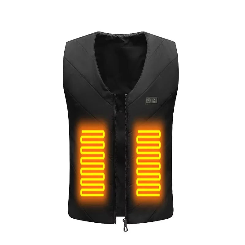 Gilet Chauffant Électrique Intelligent d'Hiver pour Femme, 4 Zones, Style Couple Col en V, Chargement USB, Gilet Chauffant, Veste Thermique Chaude d'Extérieur