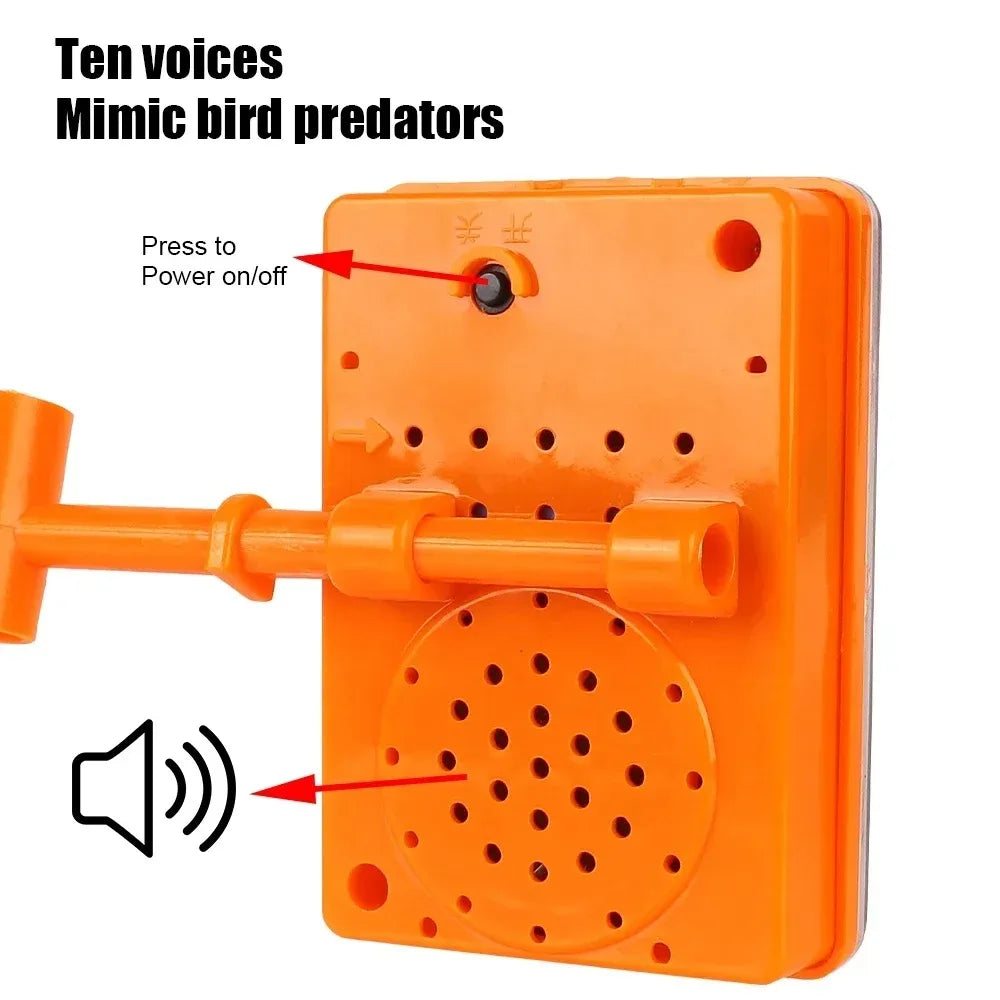 Solar Powered 3-in-1 Bird Repeller: Ultrasonic Sound, Wind Motion & Reflective Flash for Orchard Farm Garden Pond