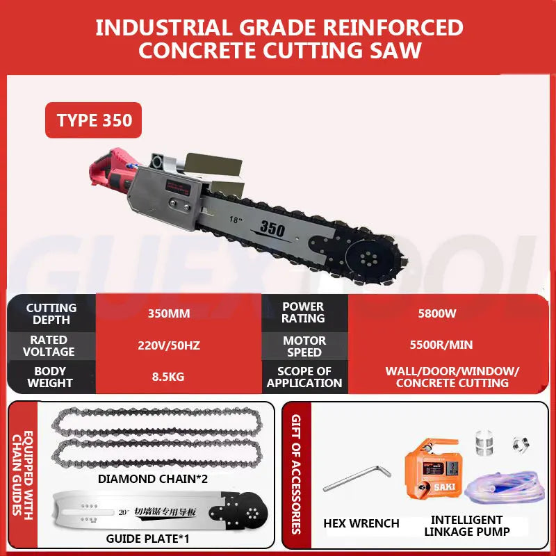 High Power Reinforced Concrete Slotting And Cutting Machine Electric Chain Saw Cement Wall Cutting Machine Modify Doors Windows