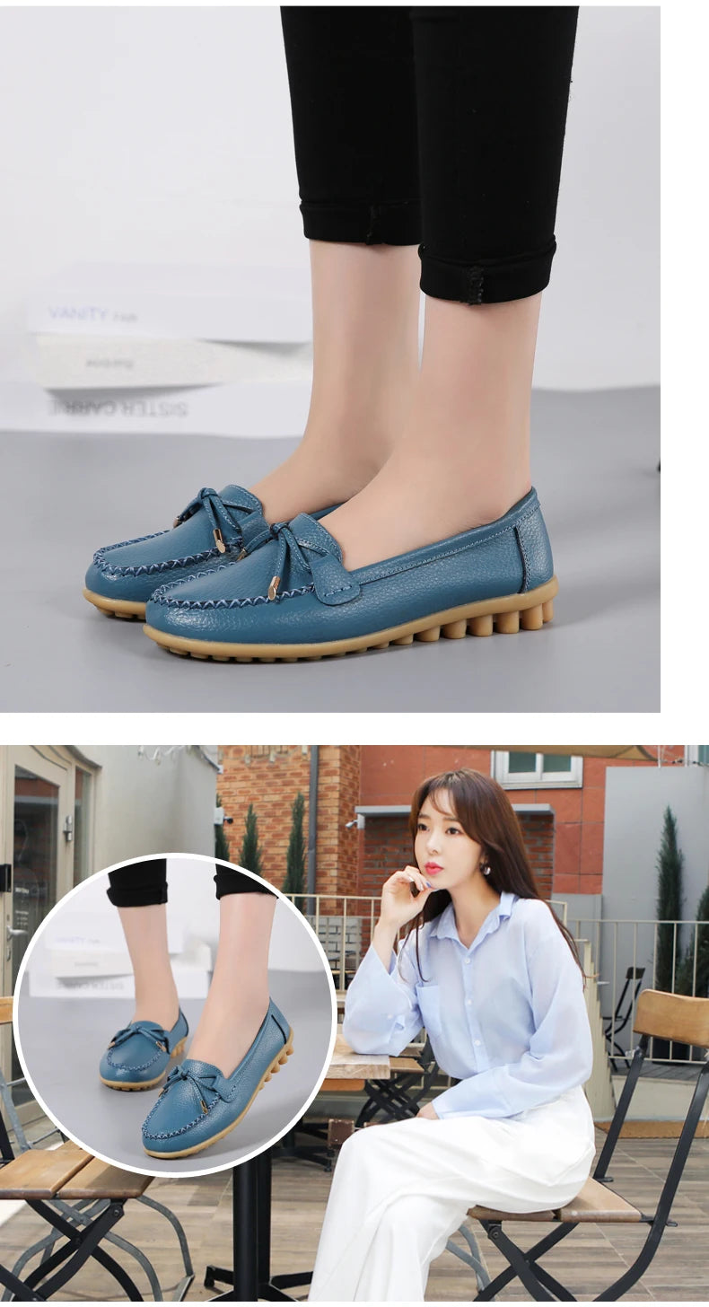 2025 New Woman Flats Shoes Ballet Flat Sneakers Genuine Leather Spring Soft Moccasins Ladies Boat Ballerina Espadrilles Creepers