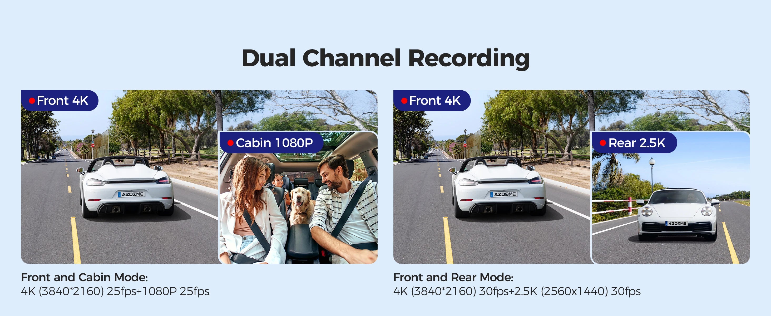 AZDOME 4K 3 Channel Dash Cam M550 Max Car Camera WiFi GPS Front and Rear Inside Recorder Car DVR IR Night Vision Parking Mode