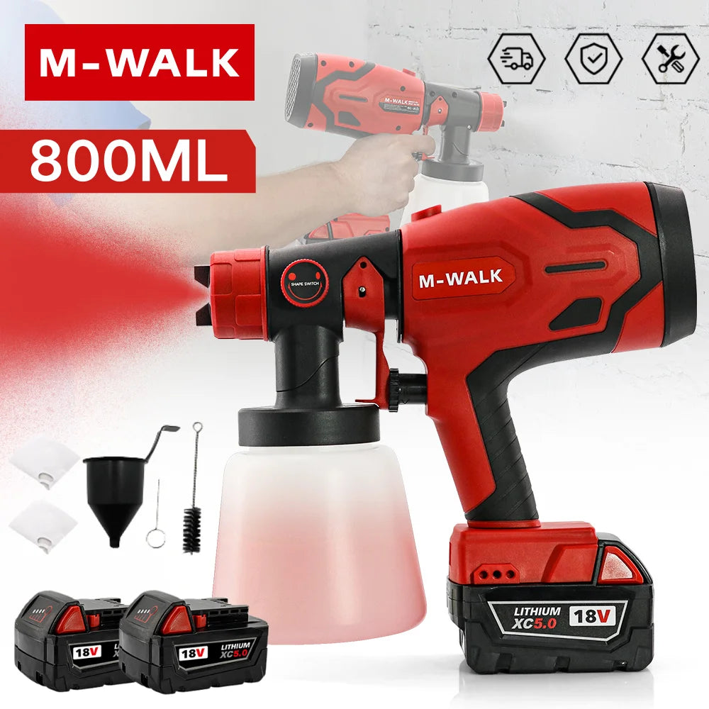 Professional Electric Spray Gun Household Rechargeable Cordless Automotive Paint Guns Power Tools For M 18V Battery Pin
