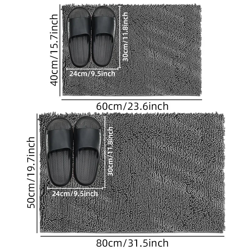 1pc 40*60cm Blue Soft and Absorbent Chenille Bath Rug - Non-Slip and Quick Dry Shower Carpet for Home Bathroom -Machine Washable