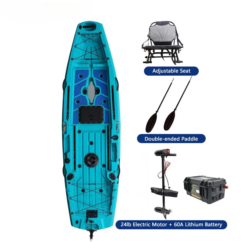 Modular Kayak LLDPE Fishing Boat Motorized Canoe Seat Paddle Rotomolded Portable Take Apart Raft Angling Drift Engine Water Gear
