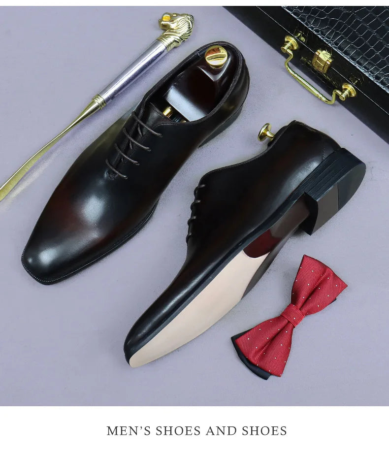 Whole Cut Men's Oxford Shoes Genuine Leather Handmade Quality Comfortable Elegant Black Wedding Social Formal Shoes Man