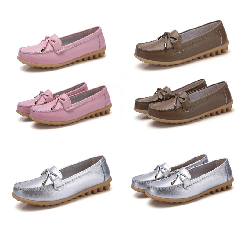2025 New Woman Flats Shoes Ballet Flat Sneakers Genuine Leather Spring Soft Moccasins Ladies Boat Ballerina Espadrilles Creepers