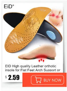 EiD New Arch Support 25mm Orthotic insole Black Leather orthotics Insoles for Flat Foot O/X Leg Corrected Shoe Sole insert pads