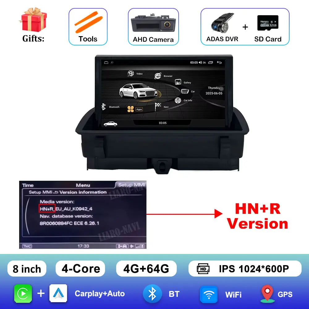Audio DSP Stereo GPS Navi 8 inch Android 15 System for Audi Q3 2011 2012 - 2018 Carplay Car Radio Multimedia Player BT HD Screen