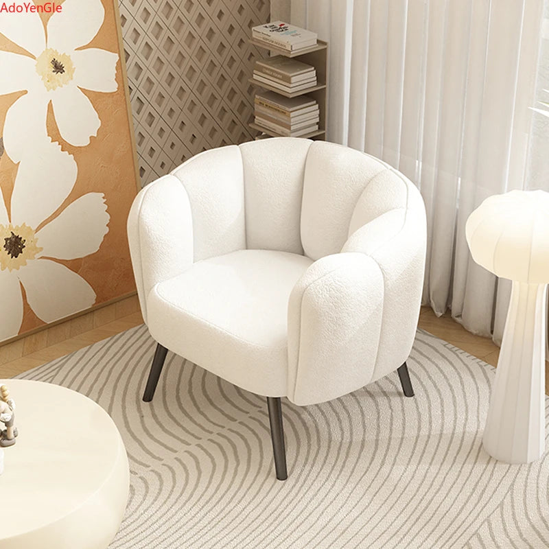 Nordic Lamb wool Single sofa chair relax armchair bubble Design waiting Makeup manicure dressing chair Living room furniture