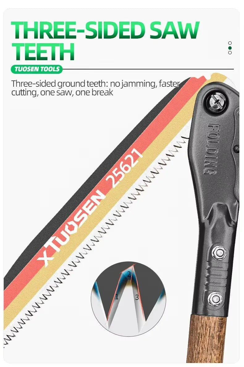 long saw for trimming trees Folding woodworking hand saw carbon steel sharp outdoor trimming tool wooden handle