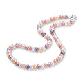 YWYC 7-10mm Bread Bead Freshwater Pearl Necklace for Women Colorful Mix Color 925 Sterling Silver Clasp Necklaces Jewelry Gift