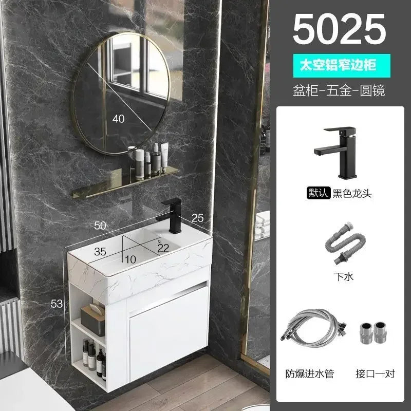 Compact Mini Bathroom Cabinet Minimalist Storage Ceramic Integrated Bathroom Vanity Cabinet Modern Archivadores Trendy Furniture