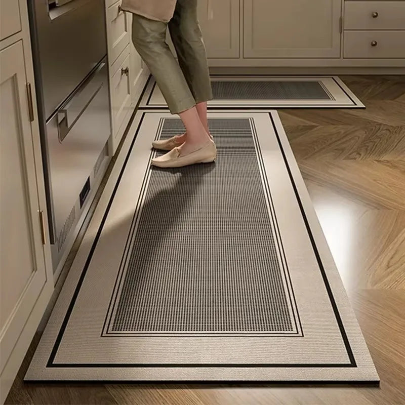 Kitchen Rug Pvc Waterproof Leather Carpet Black Long Floor Mat Non-slip Oil-proof Home Decoration Rugs Alfombras De Cocina
