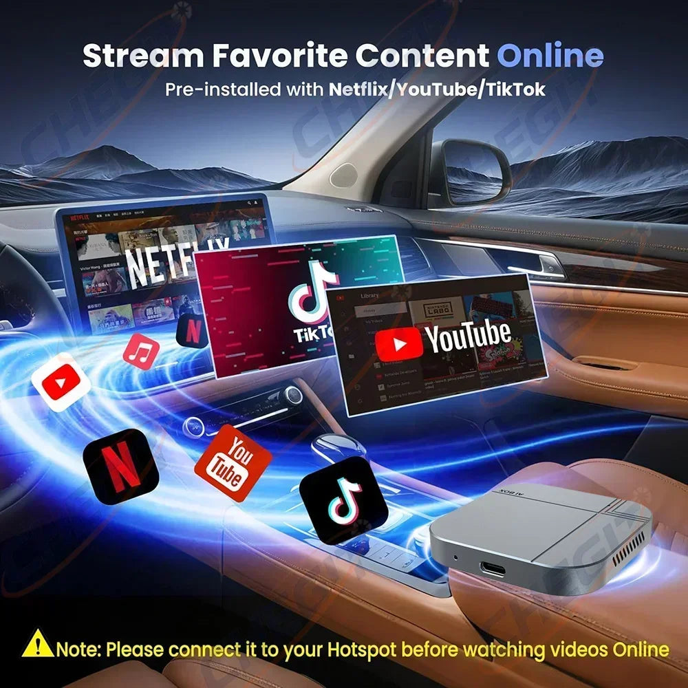Android Smart AI Box 4G+64G/2G+32G Wireless CarPlay Android Auto TV Box For Youtube Netflix For VW Nissan Toyota Hyundai Ford