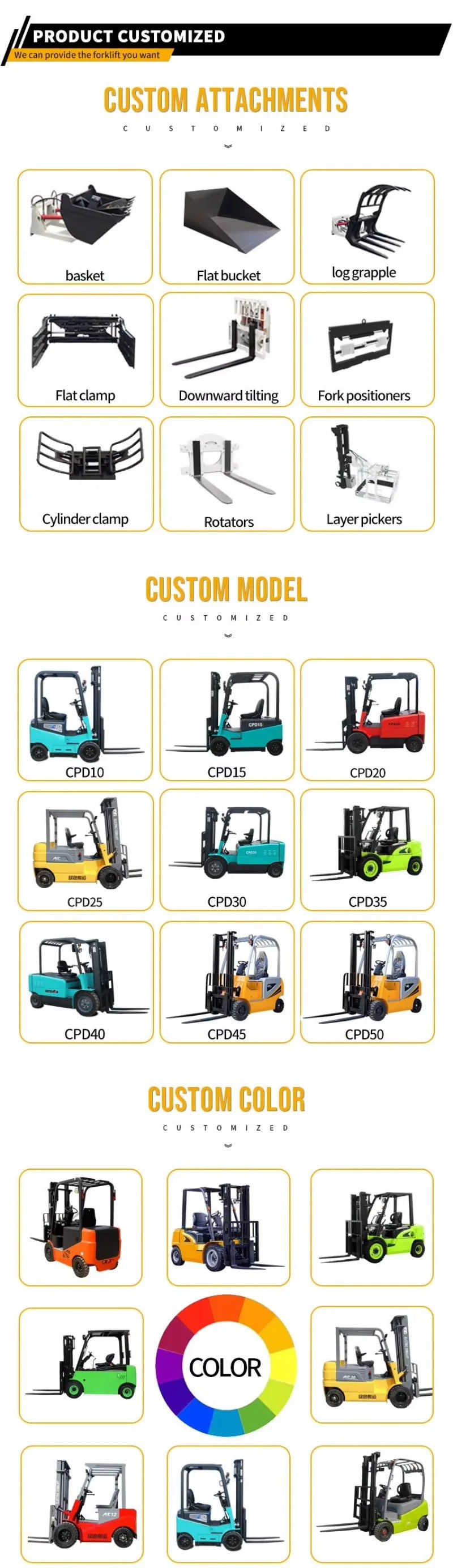 YG Customized Portable for Small WarehousesMini Size 3Ton Electric Forklift