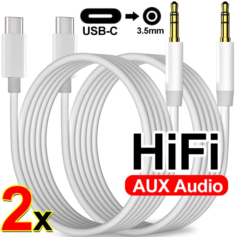 USB C to 3.5mm AUX Audio Cable for iPhone 17 16 15 Samsung Galaxy Xiaomi Type C Jack AUX Cord Adapter for Car Speaker Headphones