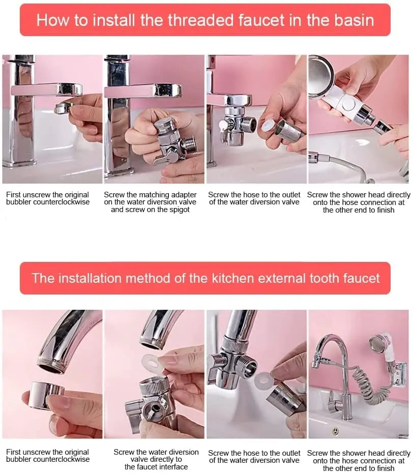 Shower Faucet Set Hose Handheld Shower Head Spray Tap Extender Sprayer Sink Booster Shower Bathroom Hair Washing Artifact Faucet