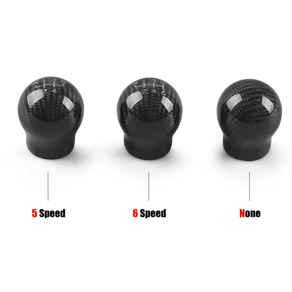 JDM Style Oval/Sphere Carbon Fiber Manual Gear Shift Knob M12*1.25 With 3 Adapters M8*1.25, M10*1.25, M10*1.5 Shift Head Knob