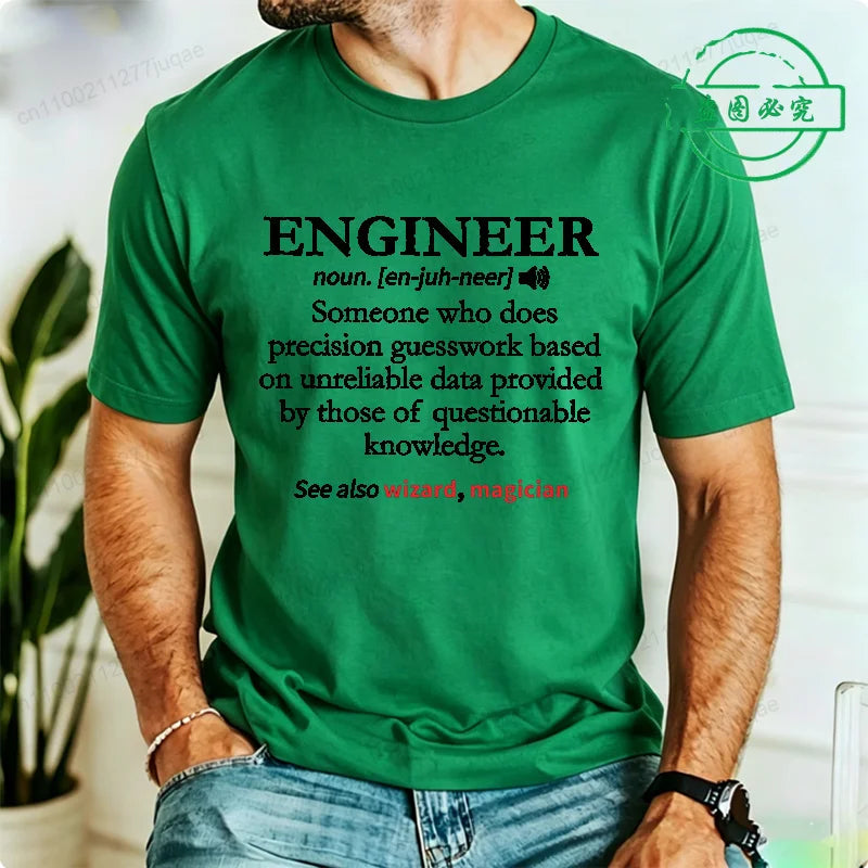 Summer Men's Retro T-Shirts Engineer Definition Shirt Tops Casual Fashion T-shirt Mechanical Engineering Gift TShirt Street Wear