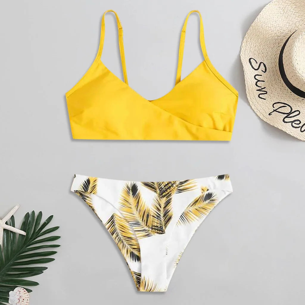 Ensemble Tankini Bikini Deux Pièces pour Femme Maillot de Bain Floral Été Plage Maillots de Bain Tenue de Fête en Bord de Mer