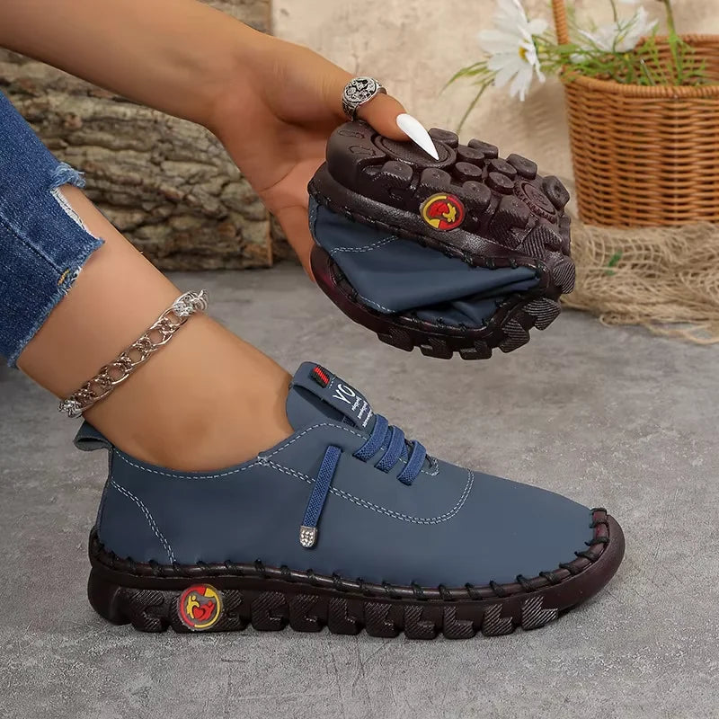 Sneakers Women Shoes Loafers Lace Up Leather Flat New Spring Casual comfortable Mom Shoe Mujer Zapatos Chaussure Femme