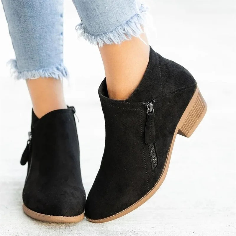 Women Booties 2025 Autumn Suede chelsea Boots Women Fashion Size 43 Platform Boots Side Zipper Heeled Ankle Boots Botas De Mujer