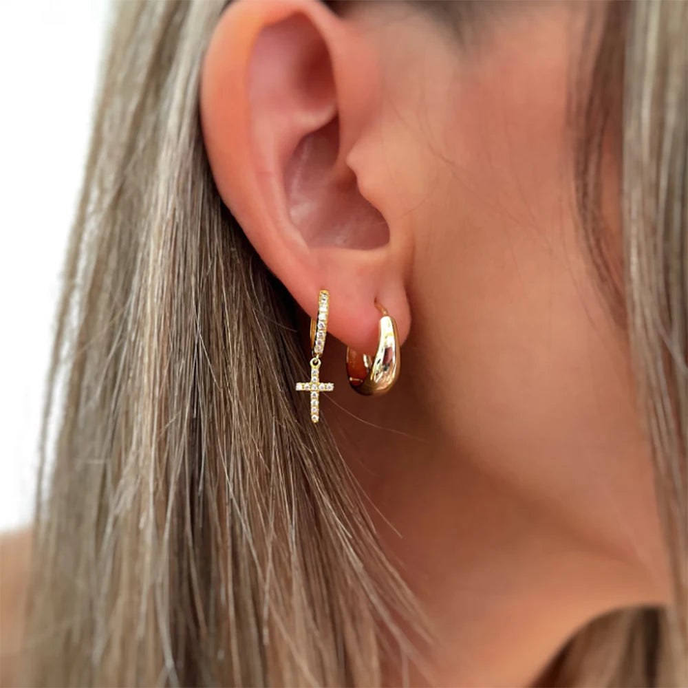 Vintage Chunky Round Earrings For Women Gold Color Stainless Steel Twisted Hoop Earring Statement Wedding Christmas Jewelry Gift