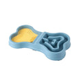 Non Slip Bone Shaped Dog Slow Feeder Bowl Double Compartment Interactive Maze Pet Food Dish for Fast Eaters Anti Choking Dry Wet