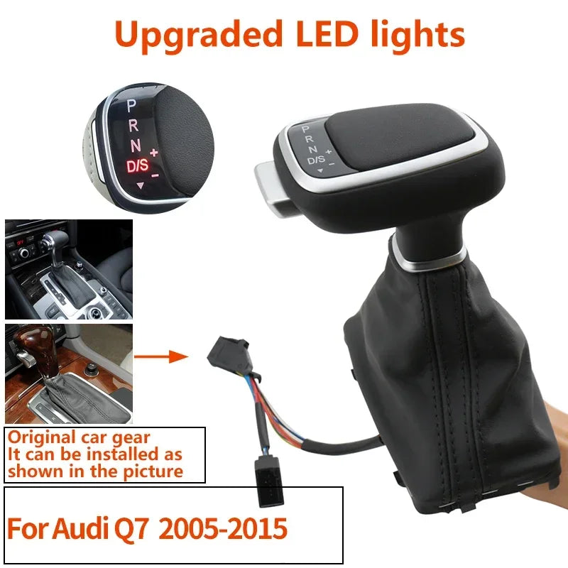 For Audi A4 A5 B8 B7 A7 A6 C6 C7 Q5 8r Q7 4l 8l A3 8P Gear Shift Knob Lever stick LED Light Gearbox Handle Leather Car Automatic
