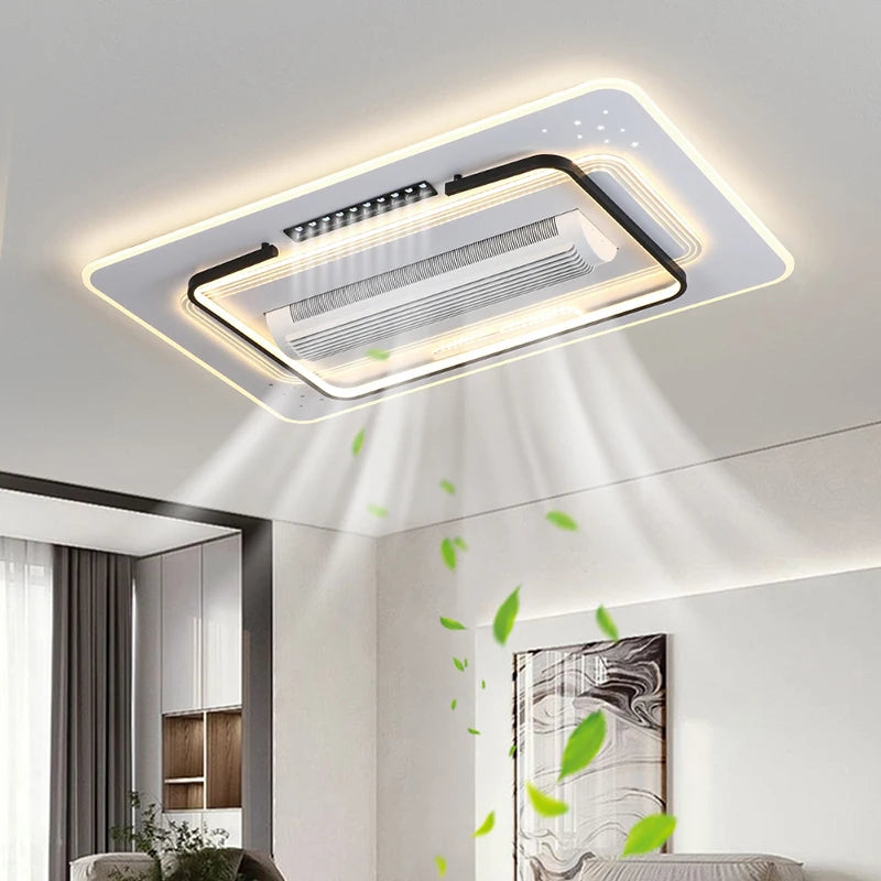 Ventilateur de plafond sans pales invisible LED Télécommande Plafonnier ventilateur pour salon, chambre, lampe ventilateur sans pales dimmable
