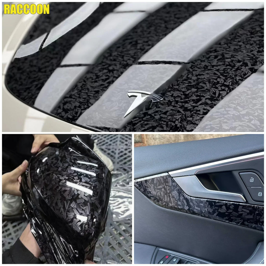 Glossy Black Forged Carbon Fiber Vinyl Wrap Film Car Styling Stickers For Motorcycle Bicycle