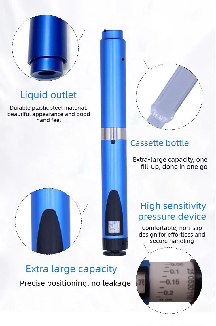 Magic Pen Wrinkle Smoothing Beauty Device, Insulin Cartridge Bottle Consumables, Reusable Injection Pen for Beauty Salon