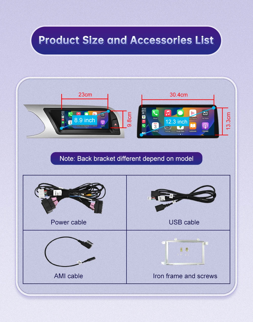 Linux 8.9/12.3inch Car Multimedia Touch Screen For Audi A5 2008-2016 with Wireless CarPlay Android Auto Airplay Function