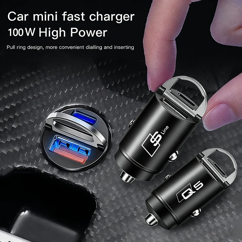 Micro Car Quick Charger Vehicle Cigarette Lighter Convert Plug For Audi Sline A3 A4 A5 A6 A7 A1 A2 A8 Q1 Q2 Q3 Q4 Q5 Q6 Q7 Q8 TT