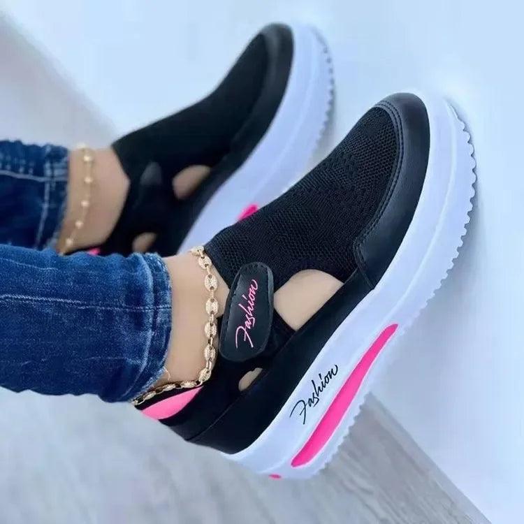 2025 Summer New Breathable Mesh Wedge Casual Sport Shoes Plus Size 43 Non Slip Woman Vulcanize Shoes Platform Women Sneakers