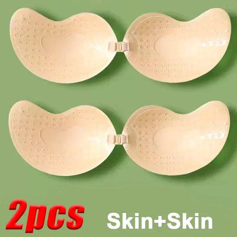 Soutien-gorge adhésif invisible sans bretelles Push Up sans bretelles Lingerie femme Couvre-tétons en silicone sans couture Bralette Sous-vêtements