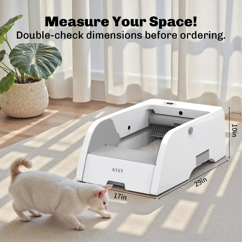 Upgraded Automatic Cat Litter Box Self Cleaning Open Design with Cats Taking to It Immediately, Anti Pinch and Odorless with app