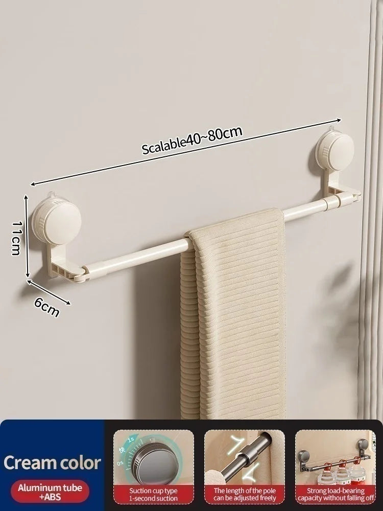 Porte-pantoufles extensible avec ventouse pour salle de bain, douche, tringle télescopique réglable sans perçage, tringle à serviettes, tringle de cuisine