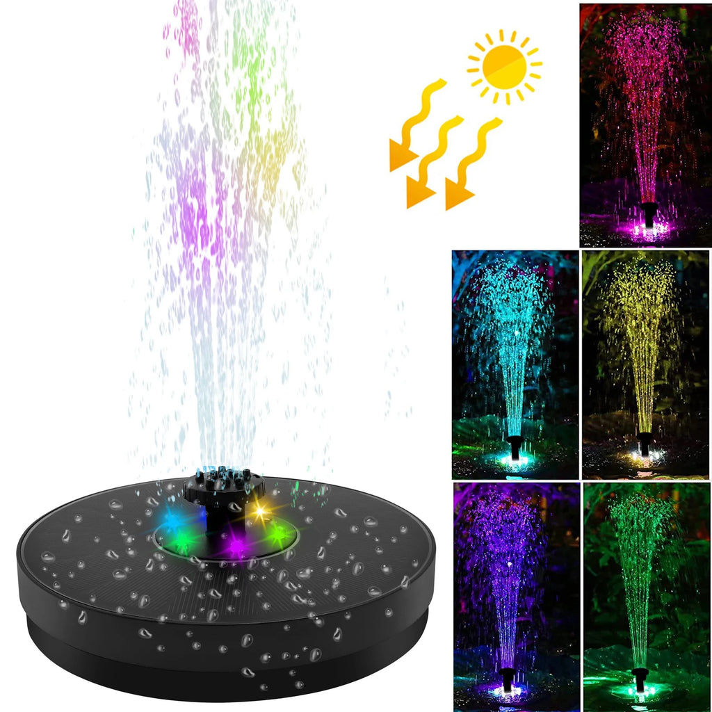 Color LED Solar Fountain Pump Bird Bath Pool Pond Garden Outdoor With 7 Nozzles 3W Solar Waterfall Water Powered Fountain