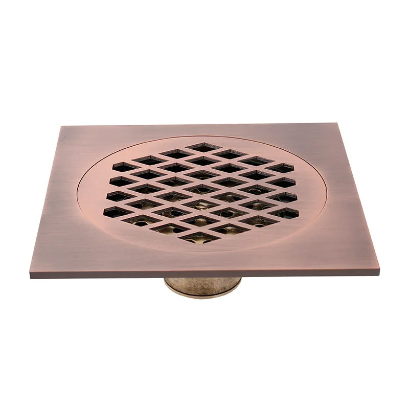 15x15cm Square Floor Drain Brass Antique/Brushed /Gold/Rose Gold/Black/Bronze/Red Bronze Bathroom Shower Room Floor Waste Drain
