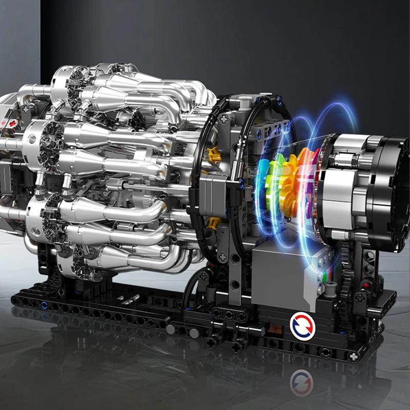 Mould King 10216 Technical Car Engine Toys The Motorized Turbojet Engine Building Block Assembly Engine Brick Kid Christmas Gift