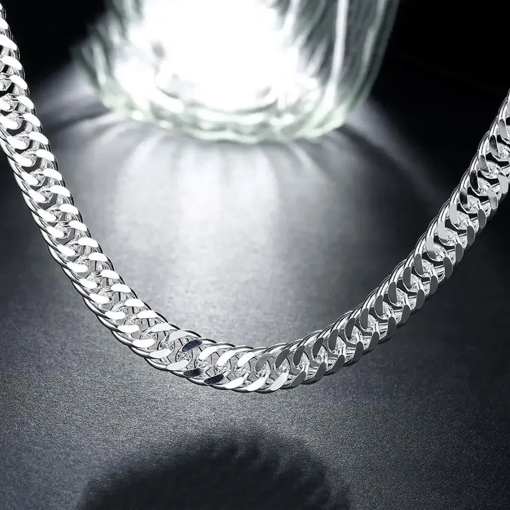 Hot fine Width 6MM chain 925 Sterling Silver Necklaces for Women Men Charm fashion Jewelry wedding Party Holiday gift 45-60cm