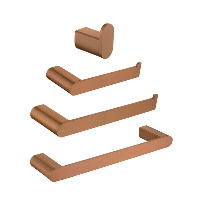 Brushed Rose Gold Storage Rack Towel Bar Tissue Holder Bathrobe Hook Cup Holder Toilet Brush Soap Dish Bathroom Accessories