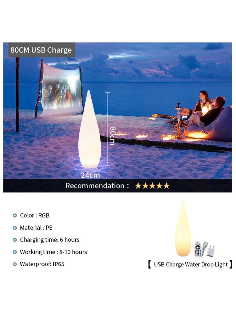 Water Drop Landscape Lighting USB Charge RGB Colors With Remote Control Outdoor Floor Lamp Hotel Garden Waterproof Decor Lights