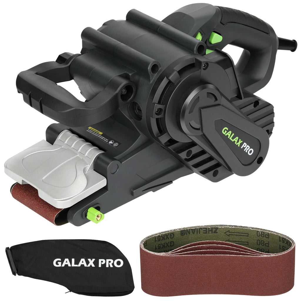 Ponceuse à bande GALAX PRO 1010W avec contrôle de vitesse et sac à poussière (raccord aspirateur) ponceuse avec meule pour le travail du bois